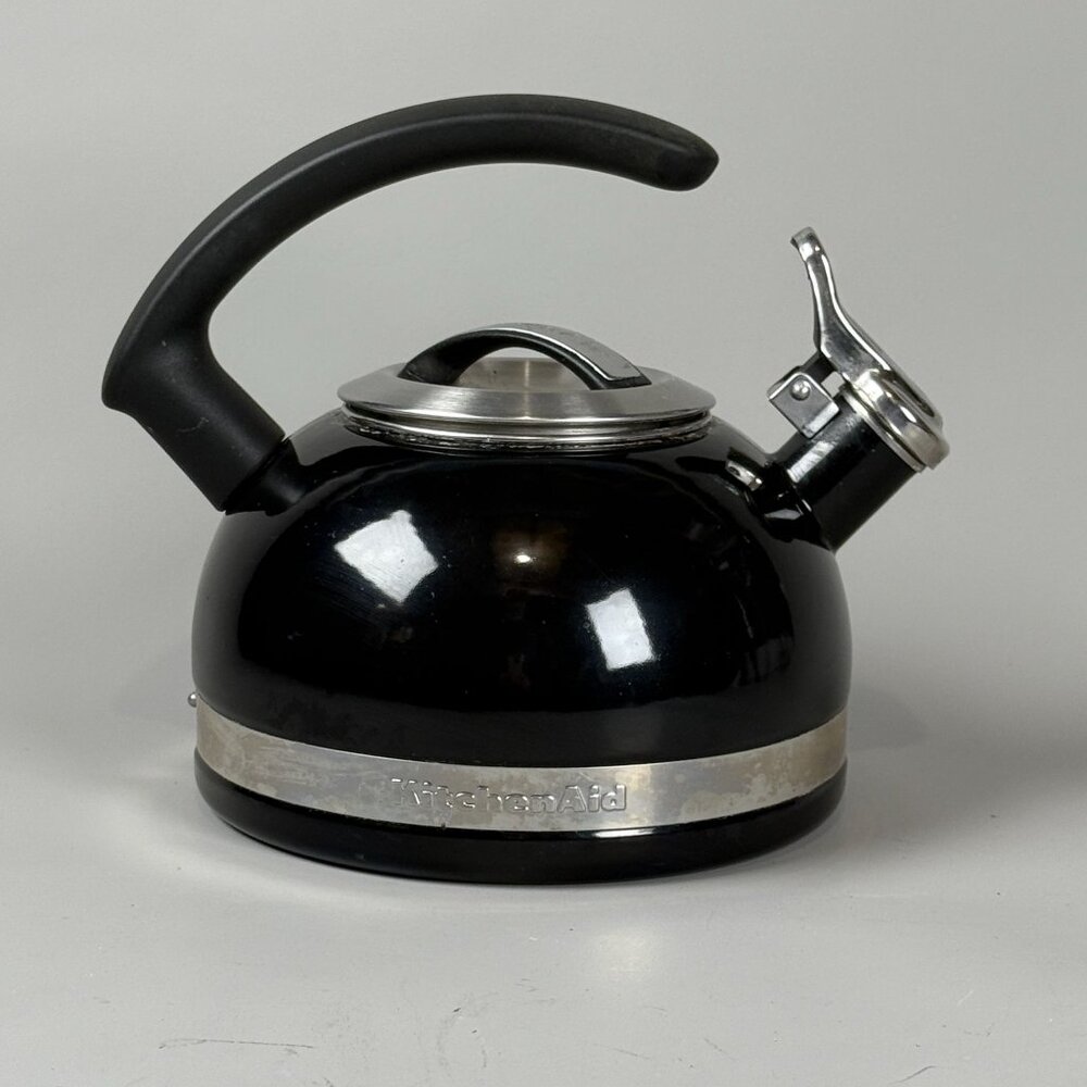 KitchenAid Black Stainless Steel Whistling Tea Kettle With Handle & Spout Cover